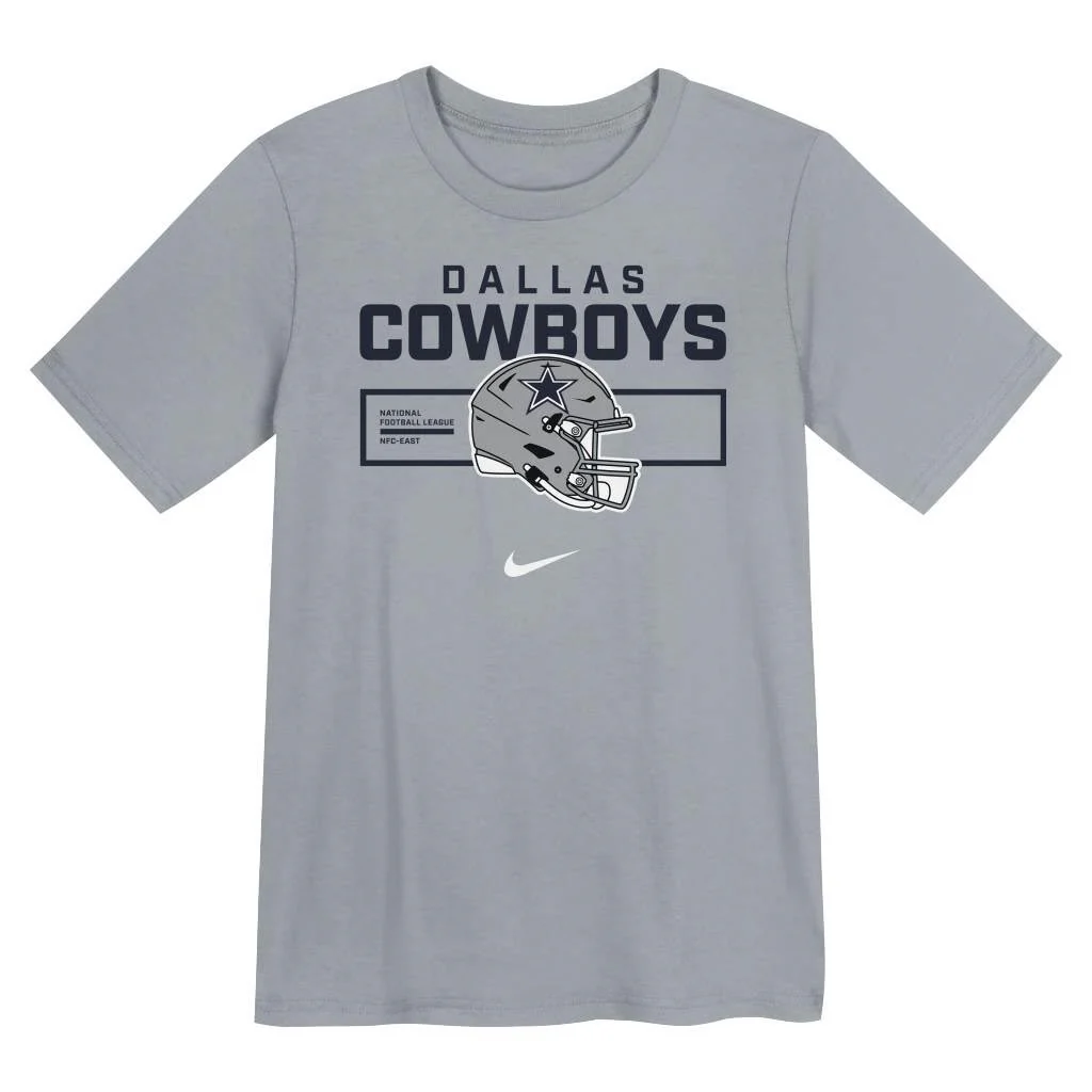 NFL Dallas Cowboys Kids Nike Helmet T-Shirt - Gray - Image 2