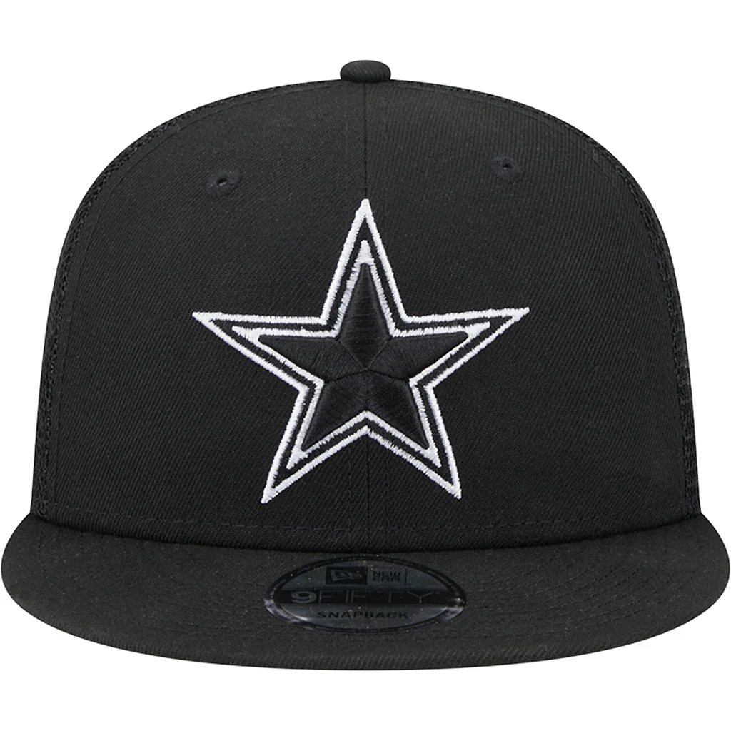 NFL Dallas Cowboys New Era Black & White Trucker 9FIFTY Snapback Hat - Black - Image 3