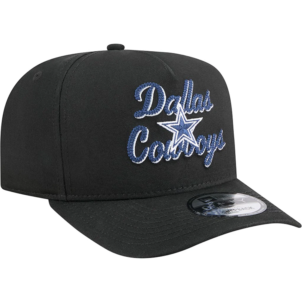 NFL Dallas Cowboys New Era Chainstitch 9FIFTY A-Frame Snapback Hat - Black - Image 2