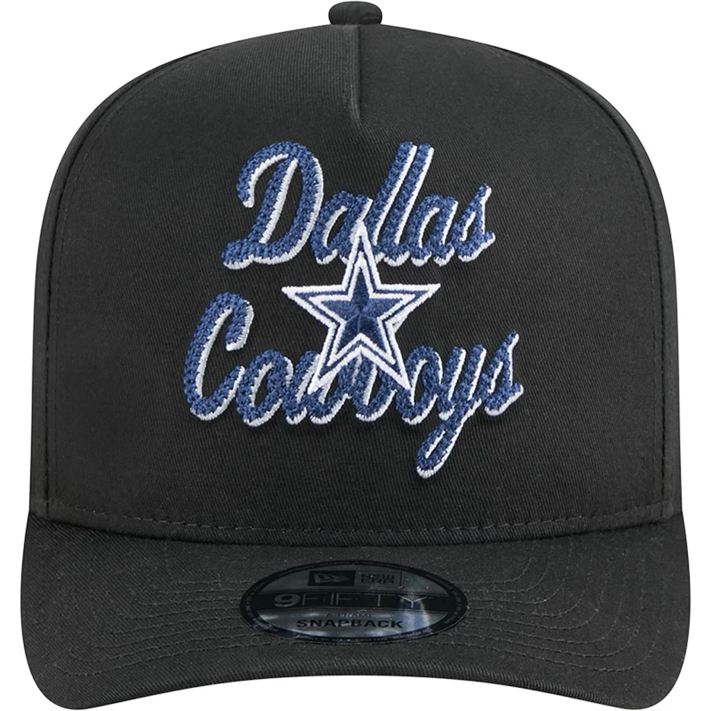 NFL Dallas Cowboys New Era Chainstitch 9FIFTY A-Frame Snapback Hat - Black - Image 3