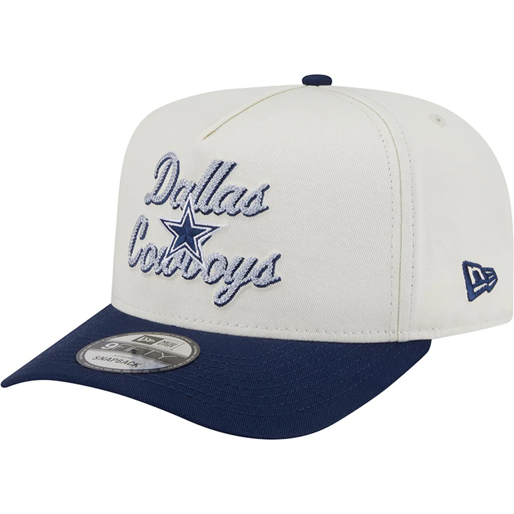 NFL Dallas Cowboys New Era Chainstitch Two-Tone 9FIFTY A-Frame Snapback Hat - Cream
