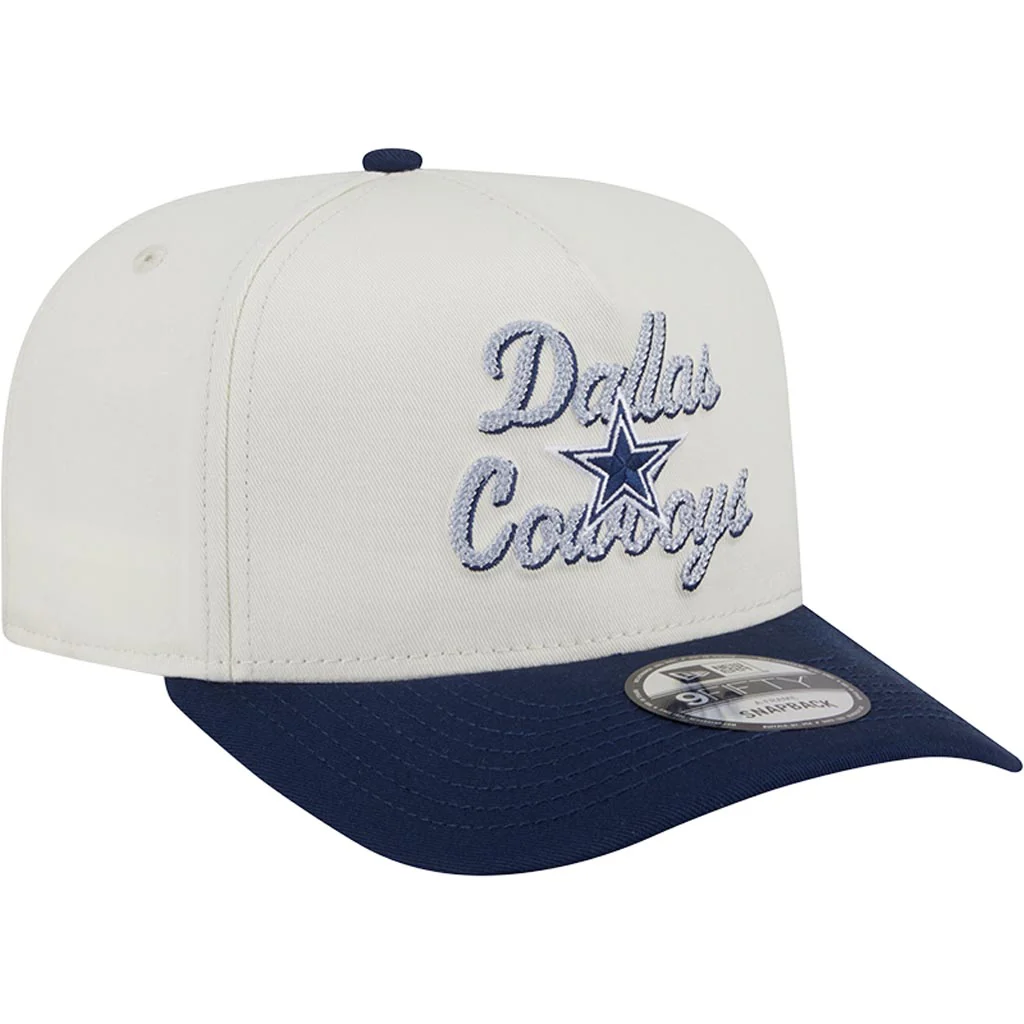 NFL Dallas Cowboys New Era Chainstitch Two-Tone 9FIFTY A-Frame Snapback Hat - Cream - Image 2