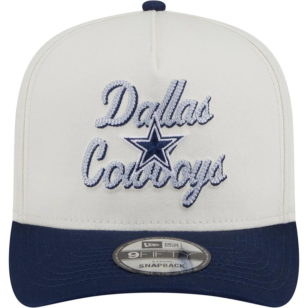 NFL Dallas Cowboys New Era Chainstitch Two-Tone 9FIFTY A-Frame Snapback Hat - Cream - Image 3