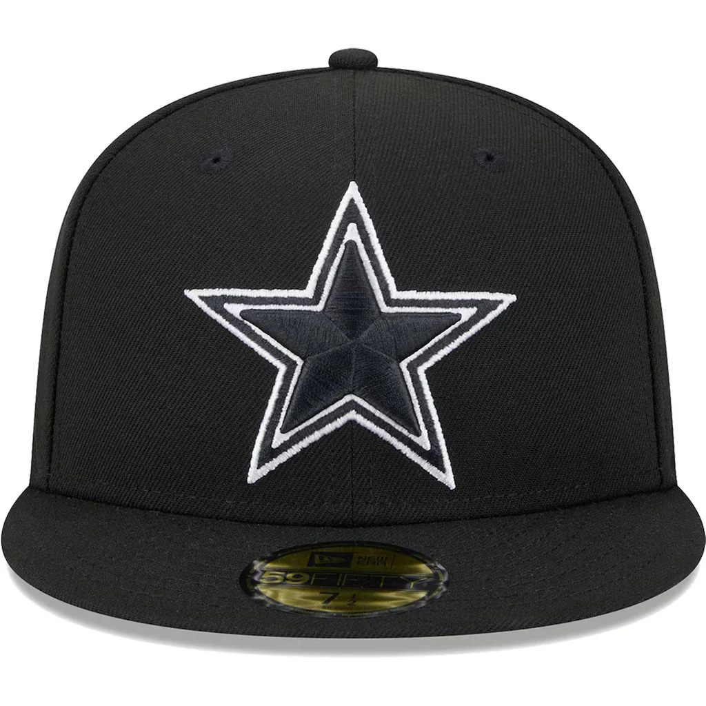 NFL Dallas Cowboys New Era Side Patch Black & White 59FIFTY Fitted Hat - Black - Image 3