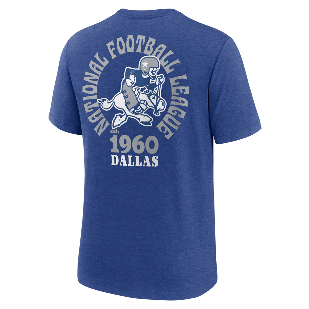 NFL Dallas Cowboys Nike 2-Hit Tri-Blend T-Shirt - Blue - Image 3