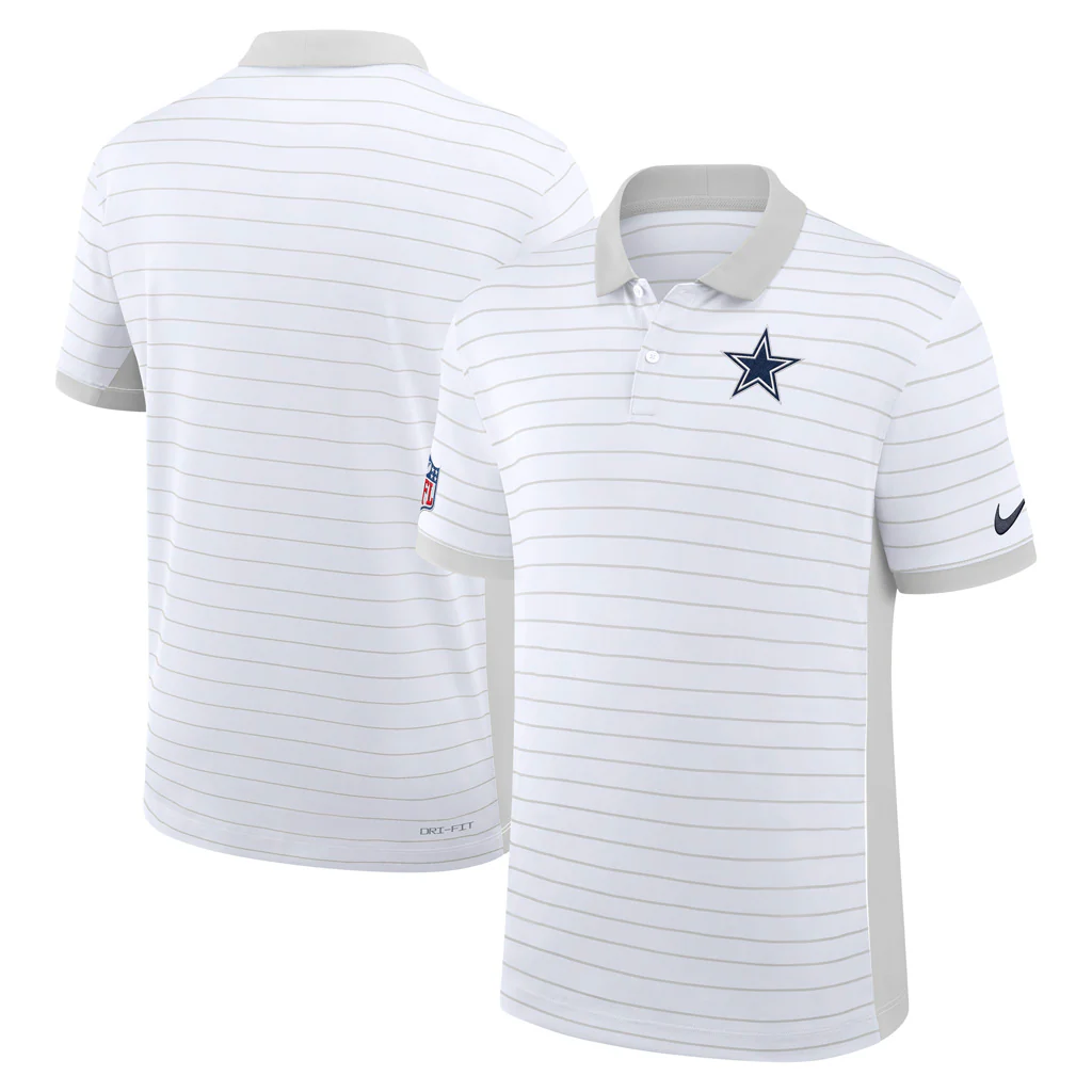 NFL Dallas Cowboys Nike 2025 Dri-Fit Striped Polo - White