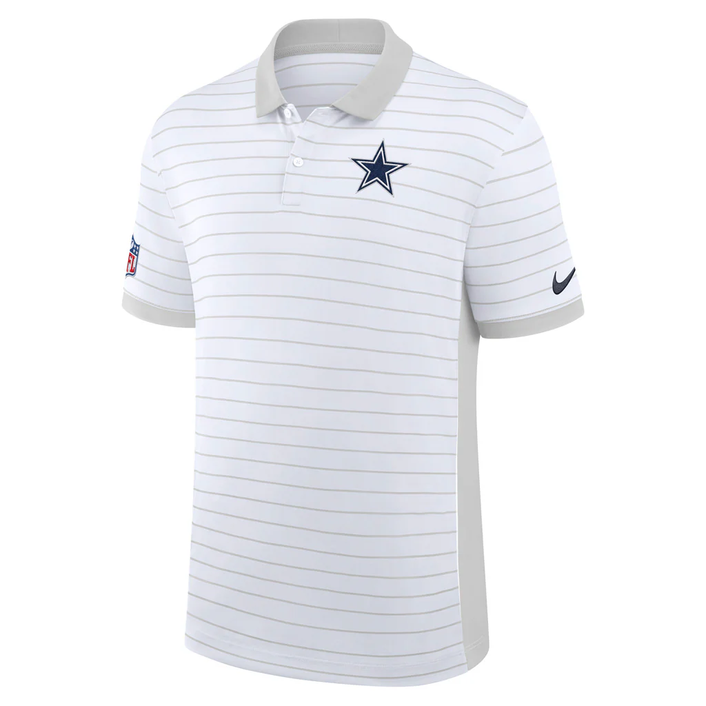 NFL Dallas Cowboys Nike 2025 Dri-Fit Striped Polo - White - Image 2