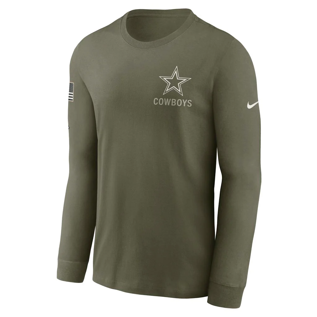 NFL Dallas Cowboys Nike 2025 Salute to Service Long Sleeve T-Shirt - Green - Image 2