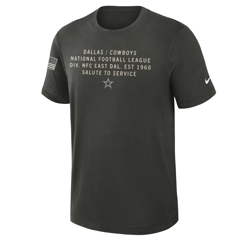 NFL Dallas Cowboys Nike 2025 Salute to Service Slub T-Shirt - Green - Image 2