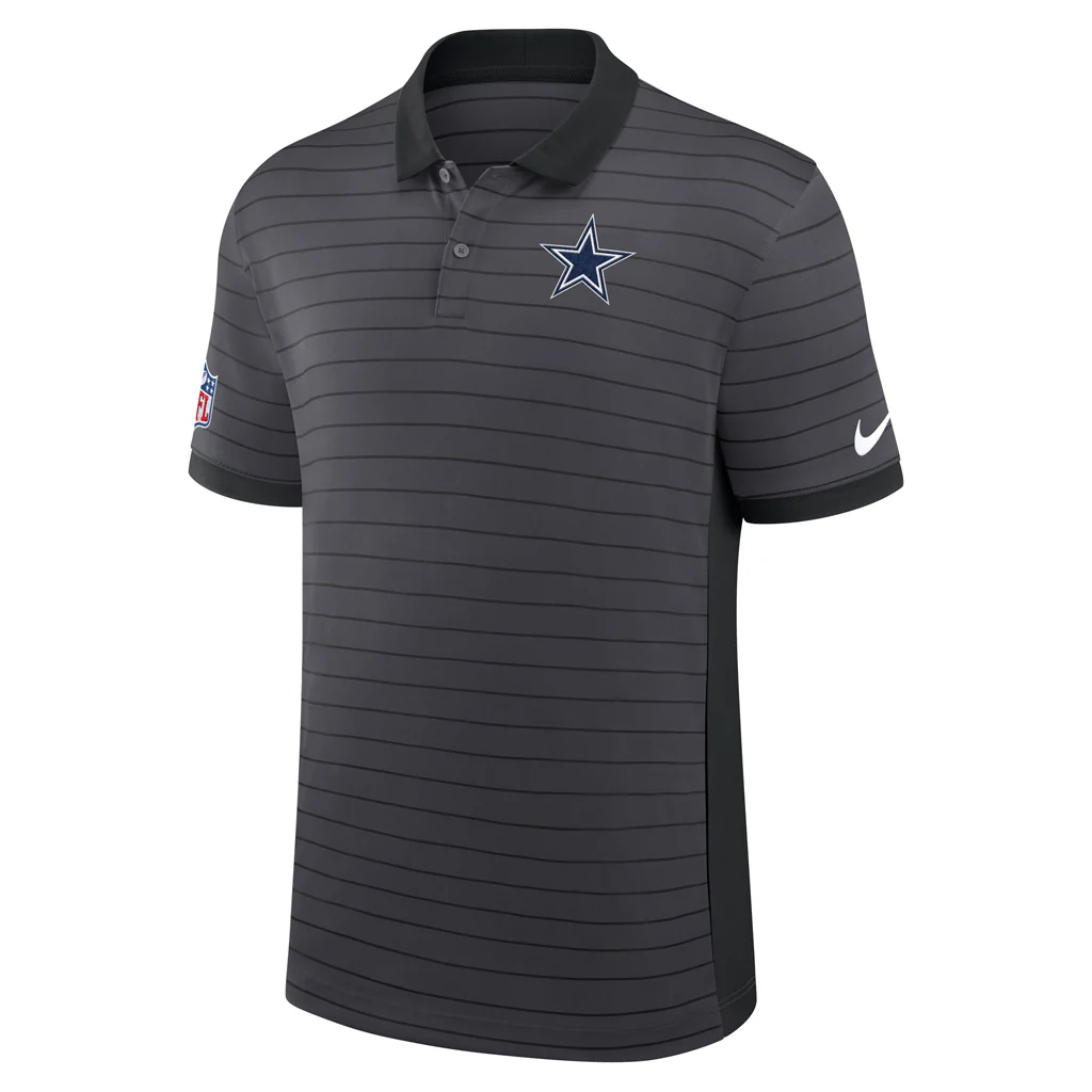 NFL Dallas Cowboys Nike Dri-Fit Striped Victory Polo - Black - Image 2