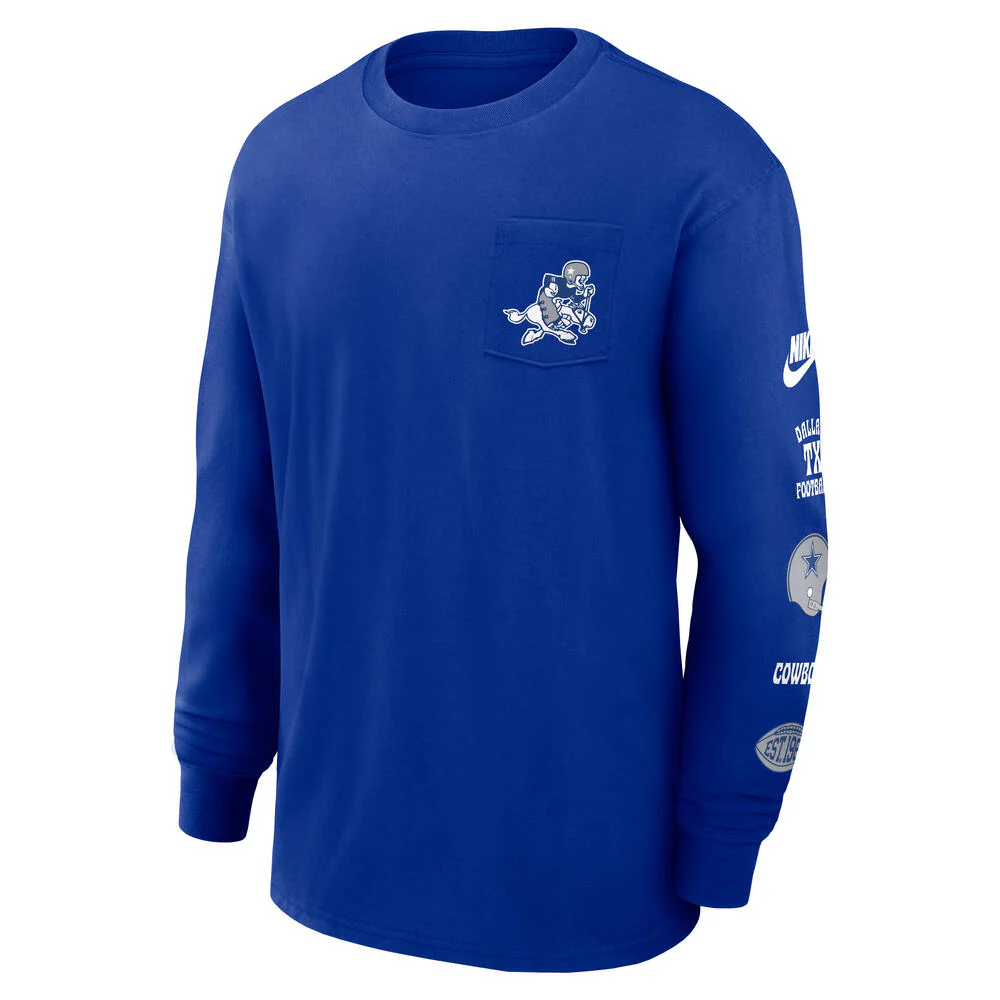 NFL Dallas Cowboys Nike Pocket Max90 Long Sleeve T-Shirt - Blue - Image 2