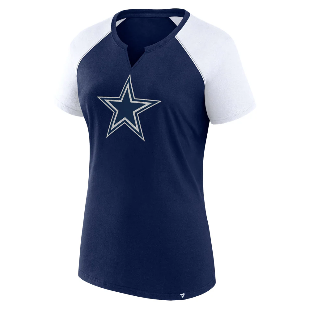 NFL Dallas Cowboys Women's Fanatics Glitter Primary Raglan T-Shirt - Navy - Image 2