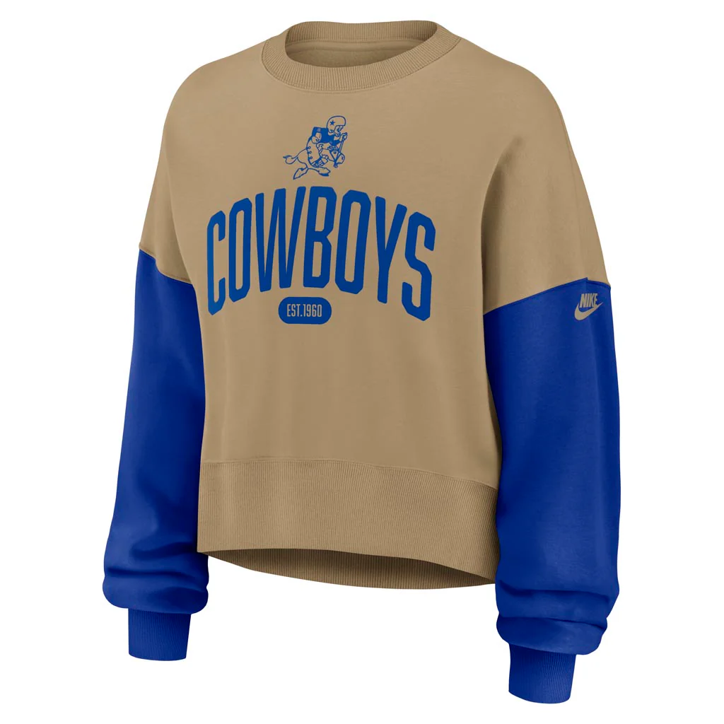 NFL Dallas Cowboys Women's Nike Rewind Oversized Crew Sweatshirt - Brown - Image 2