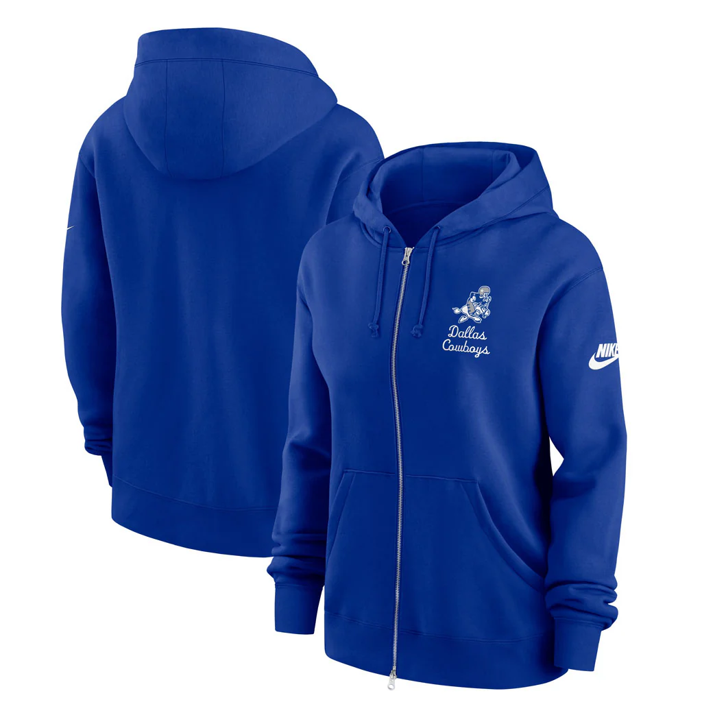 NFL Dallas Cowboys Women's Nike Rewind Phoenix Full-Zip Hoodie - Blue