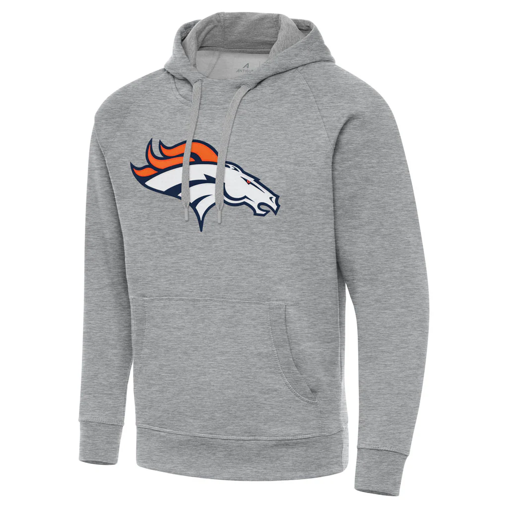 NFL Denver Broncos Antigua Full Front Victory Pullover Hoodie - Heather gray - Image 2