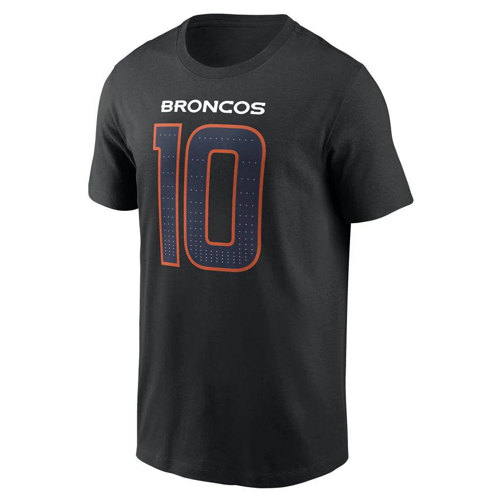 NFL Denver Broncos Bo Nix Nike Name & Number T-Shirt - Black - Image 2