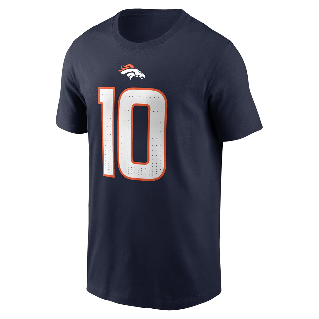 NFL Denver Broncos Bo Nix Nike Name & Number T-Shirt - Navy - Image 2
