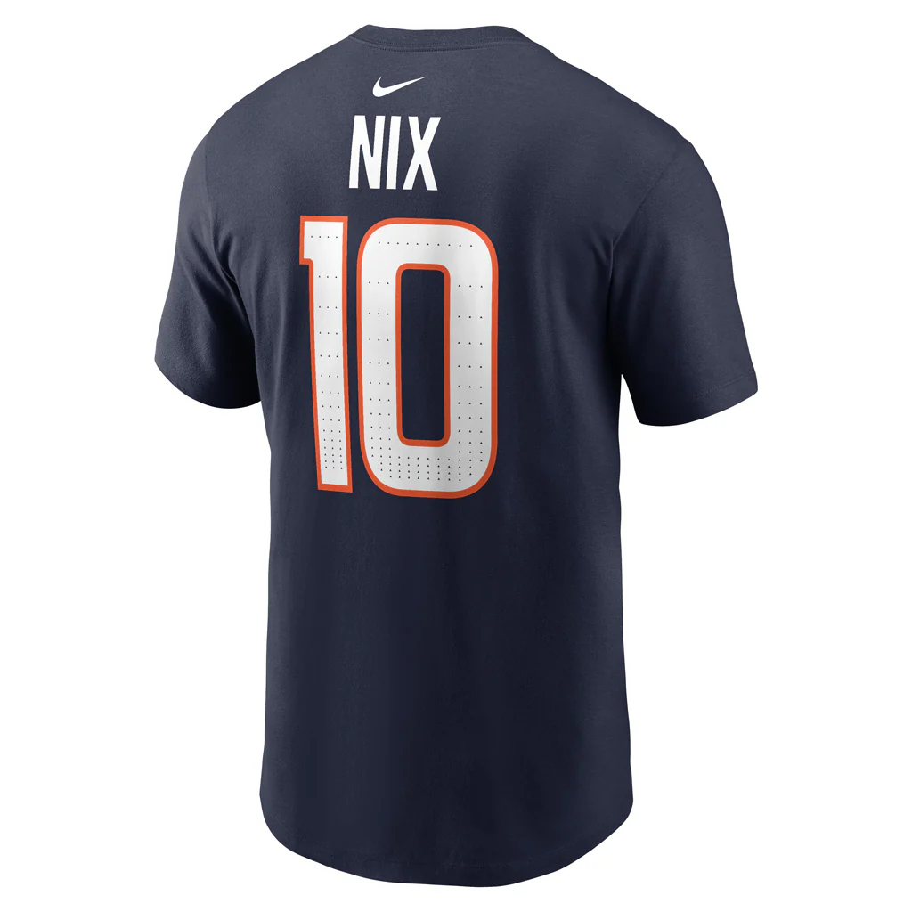 NFL Denver Broncos Bo Nix Nike Name & Number T-Shirt - Navy - Image 3