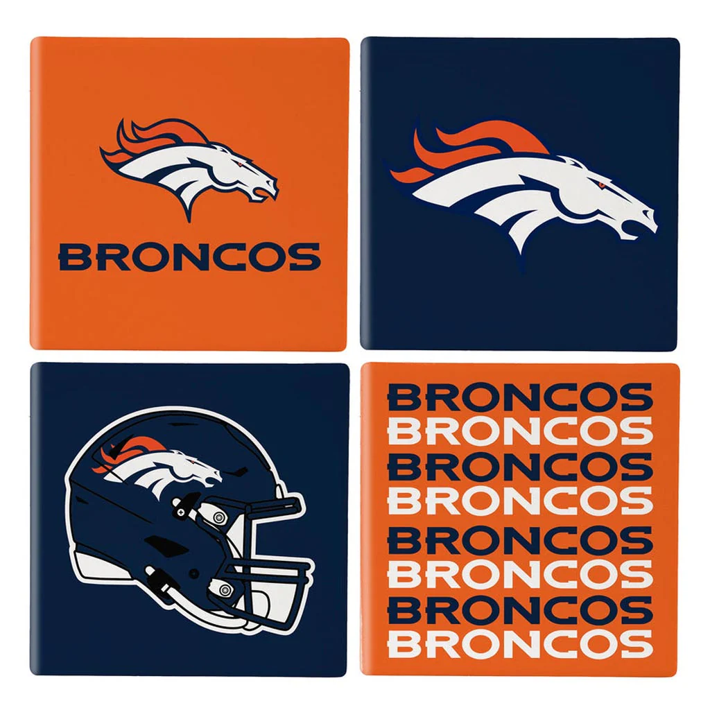 NFL Denver Broncos Evergreen 4-Pack Ceramic Coaster Set - Image 2
