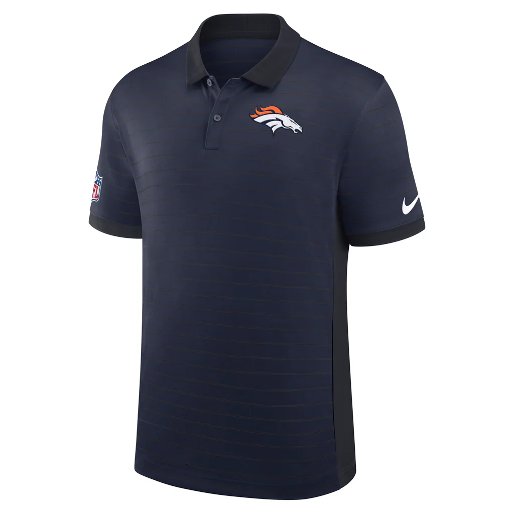 NFL Denver Broncos Nike 2025 Dri-Fit Striped Polo - Navy - Image 2