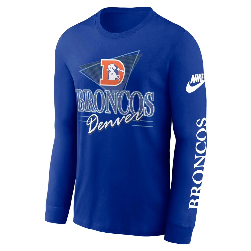 NFL Denver Broncos Nike Rewind Cotton Long Sleeve T-Shirt - Blue - Image 2