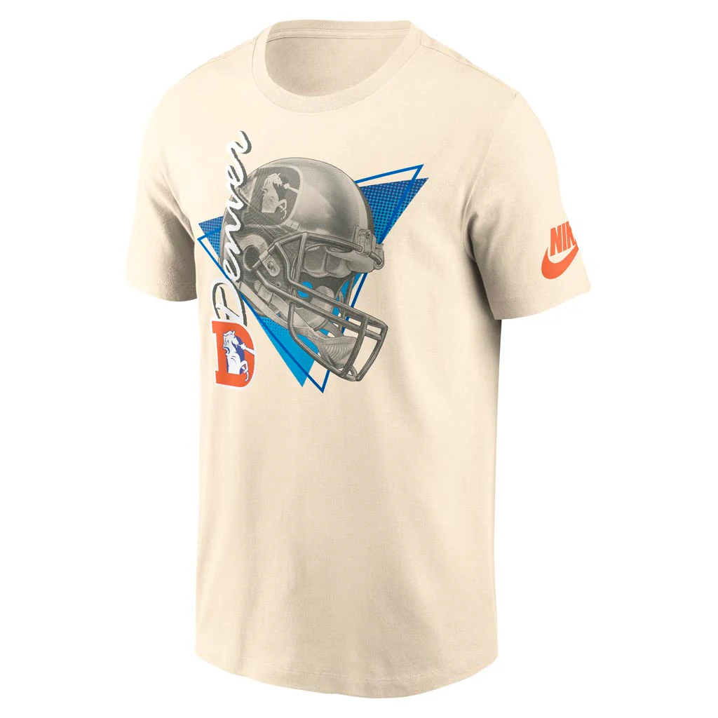 NFL Denver Broncos Nike Rewind Helmet T-Shirt - Cream - Image 2
