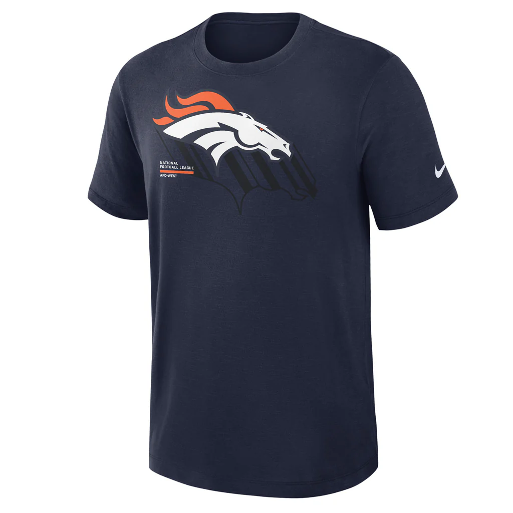 NFL Denver Broncos Nike Slub T-Shirt - Navy - Image 2