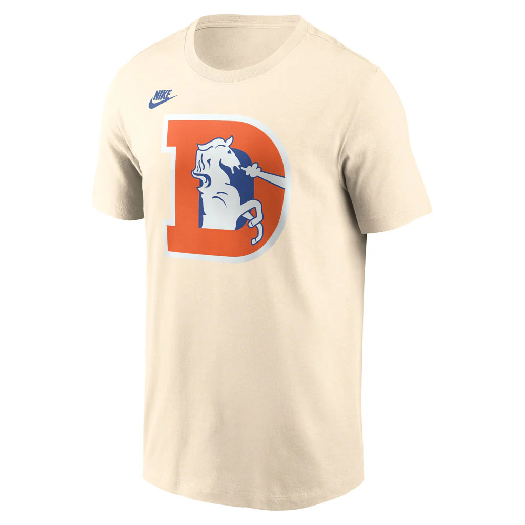 NFL Denver Broncos Nike Throwback Logo Cotton T-Shirt - Sand - Image 2