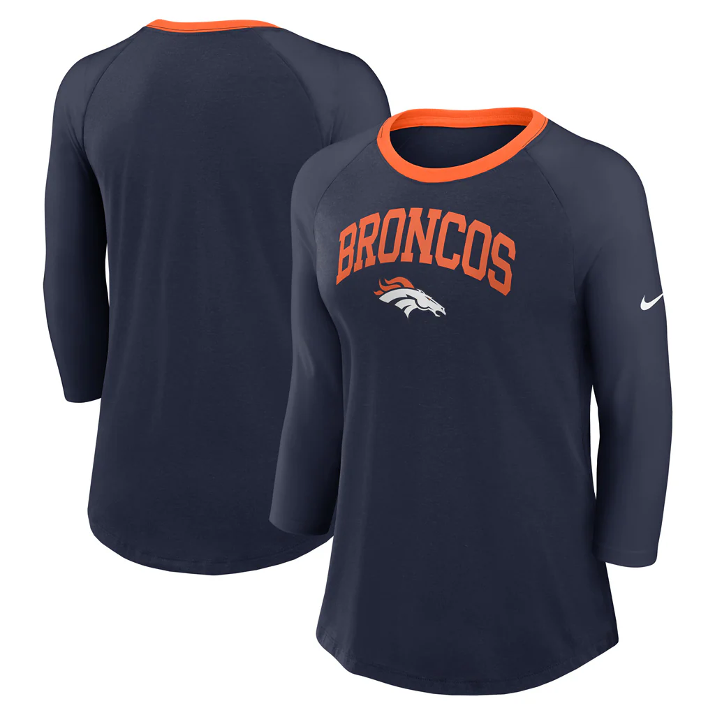 NFL Denver Broncos Women's Nike Fashion 3/4 Sleeve T-Shirt - Navy