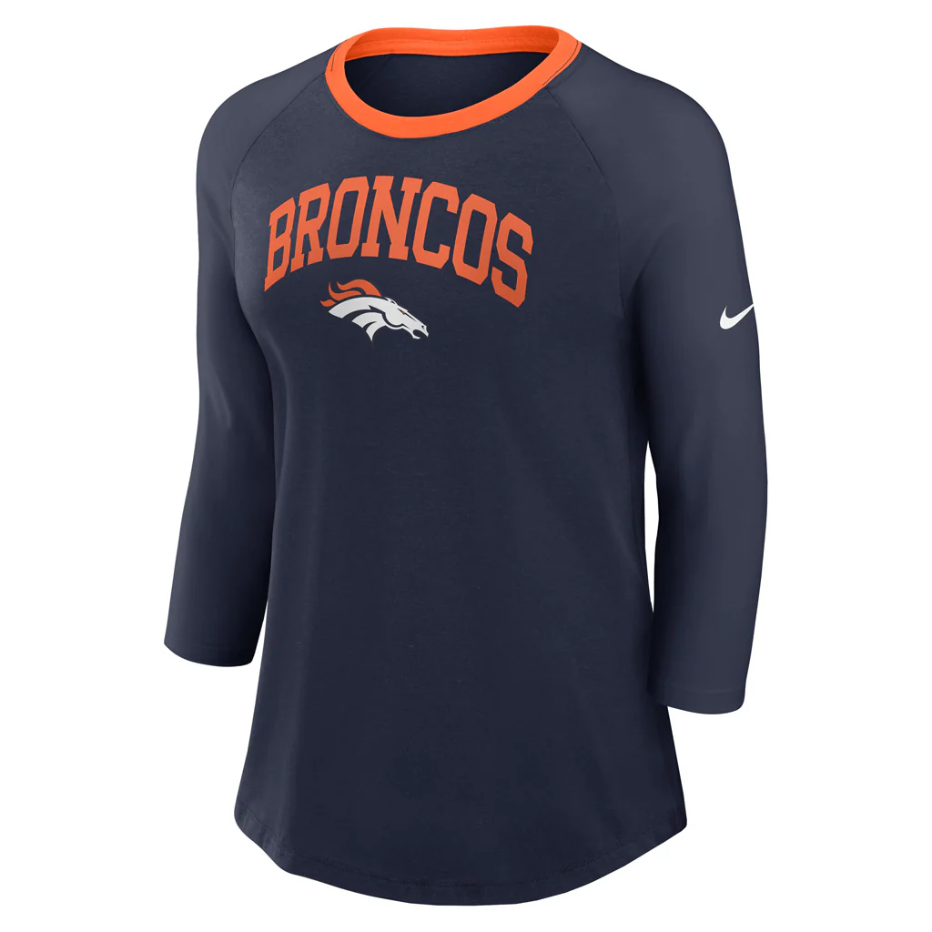 NFL Denver Broncos Women's Nike Fashion 3/4 Sleeve T-Shirt - Navy - Image 2