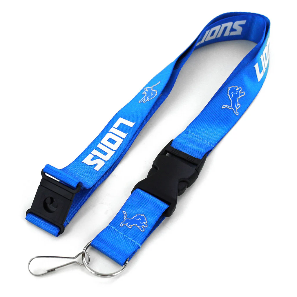 NFL Detroit Lions Aminco Black on Black Lanyard - Blue