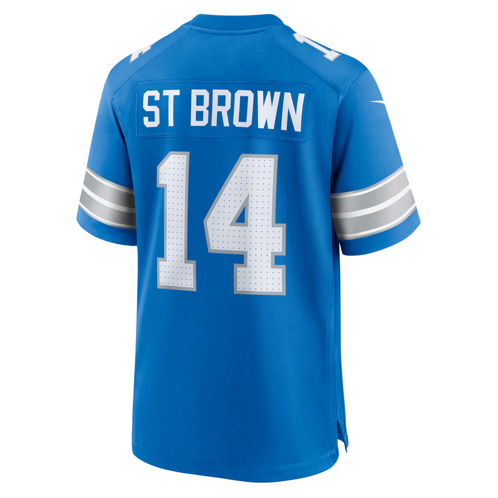 NFL Detroit Lions Amon-Ra St Brown Nike Home Game Jersey - Blue - Image 3