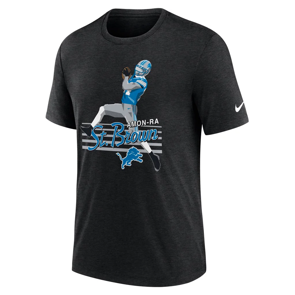 NFL Detroit Lions Amon-Ra St. Brown Nike Player Pack Triblend T-Shirt - Black - Image 2
