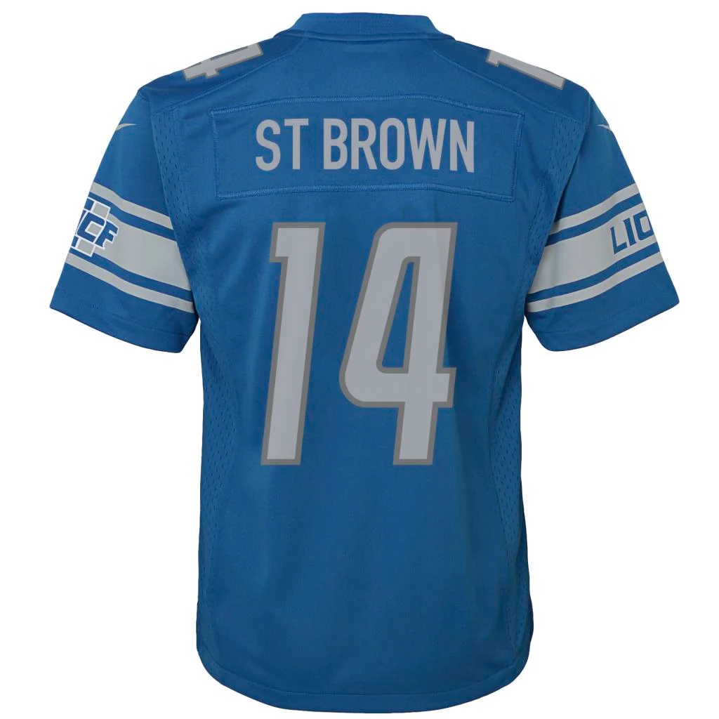 NFL Detroit Lions Amon-Ra St. Brown Youth Nike Home Game Jersey - Blue - Image 3