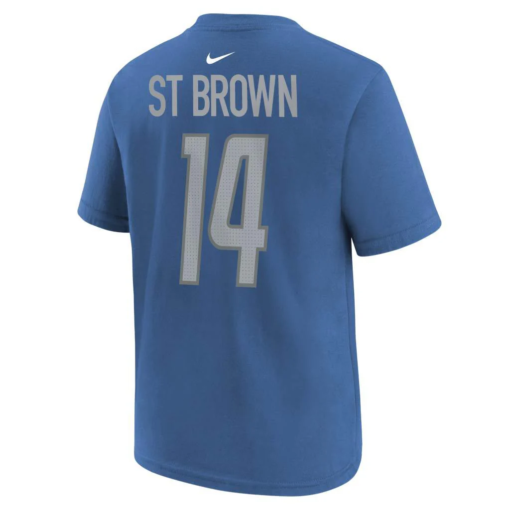 NFL Detroit Lions Amon-Ra St. Brown Youth Nike Name & Number T-Shirt - Blue - Image 3