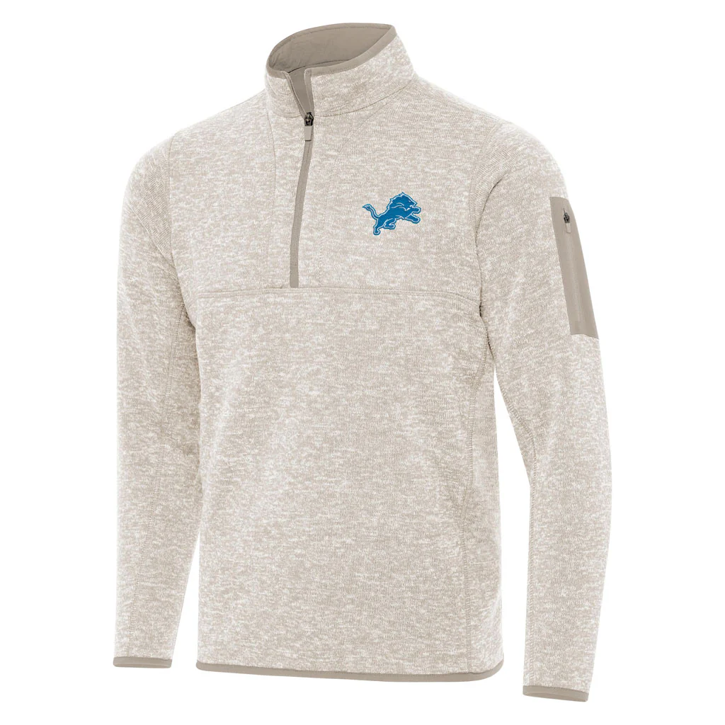 NFL Detroit Lions Antigua Fortune 1/4 Zip Pullover Jacket - Stone