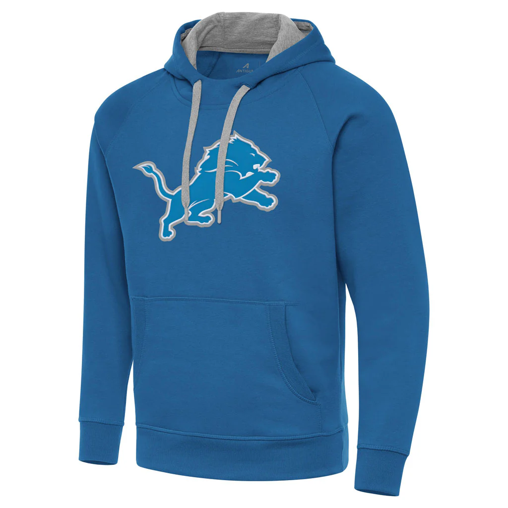 NFL Detroit Lions Antigua Full Front Victory Pullover Hoodie - Blue - Image 2