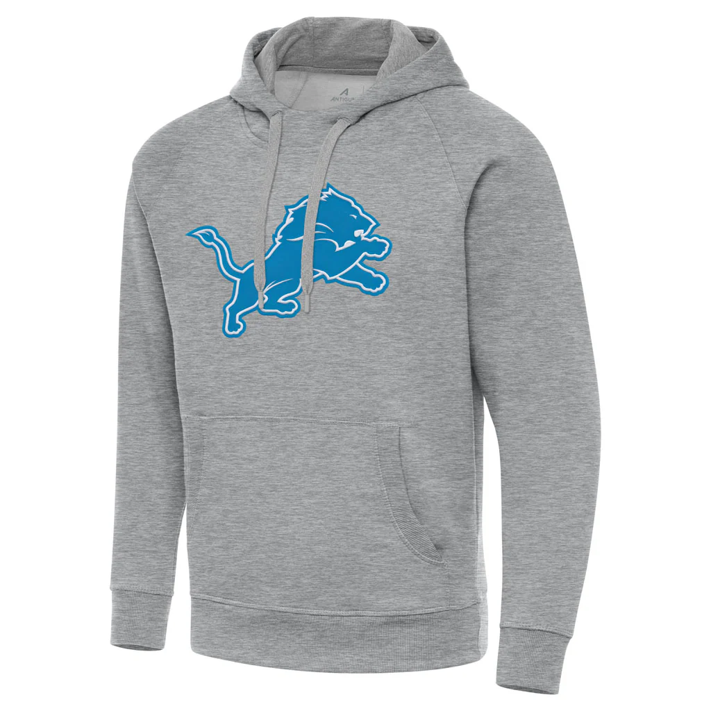 NFL Detroit Lions Antigua Full Front Victory Pullover Hoodie - Heather gray