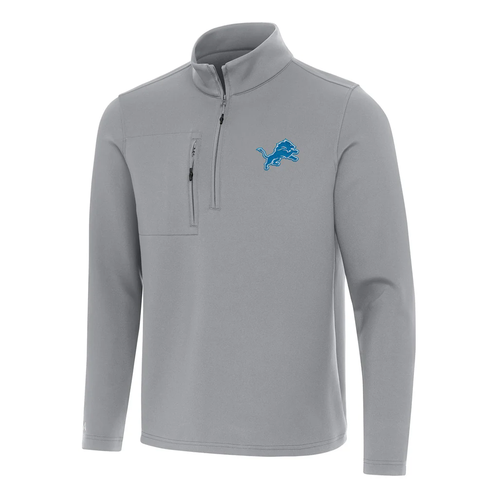 NFL Detroit Lions Antigua Insider 1/4 Zip Pullover Jacket - Gray