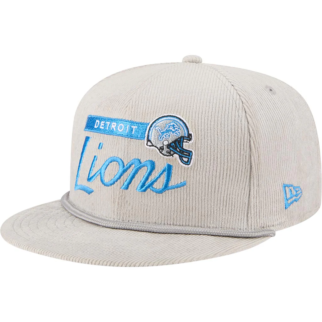 NFL Detroit Lions New Era Corduroy Rope 9FIFTY Snapback Hat - Gray