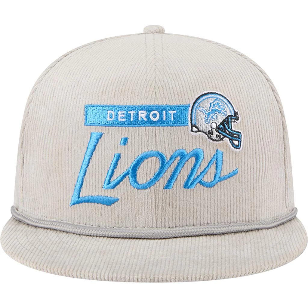 NFL Detroit Lions New Era Corduroy Rope 9FIFTY Snapback Hat - Gray - Image 3