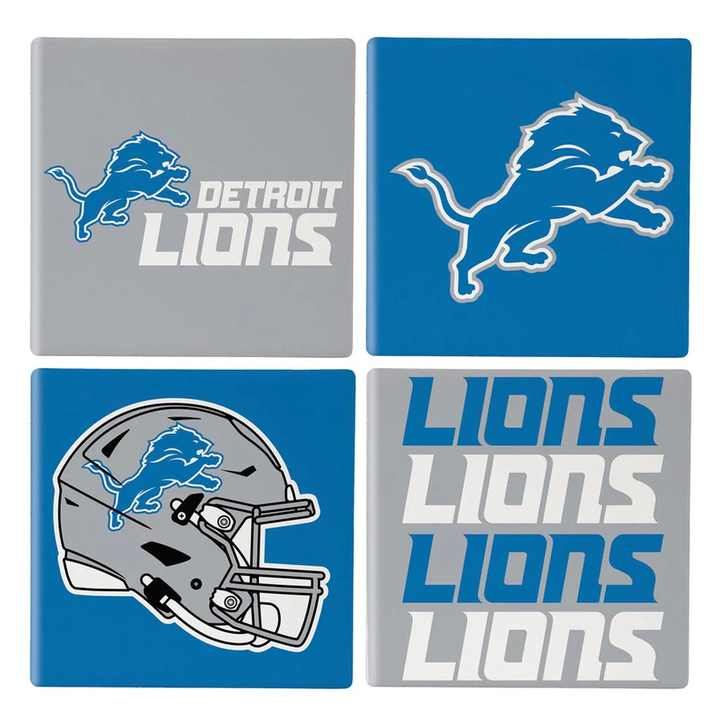 NFL Detroit Lions Evergreen 4-Pack Ceramic Coaster Set - Image 2