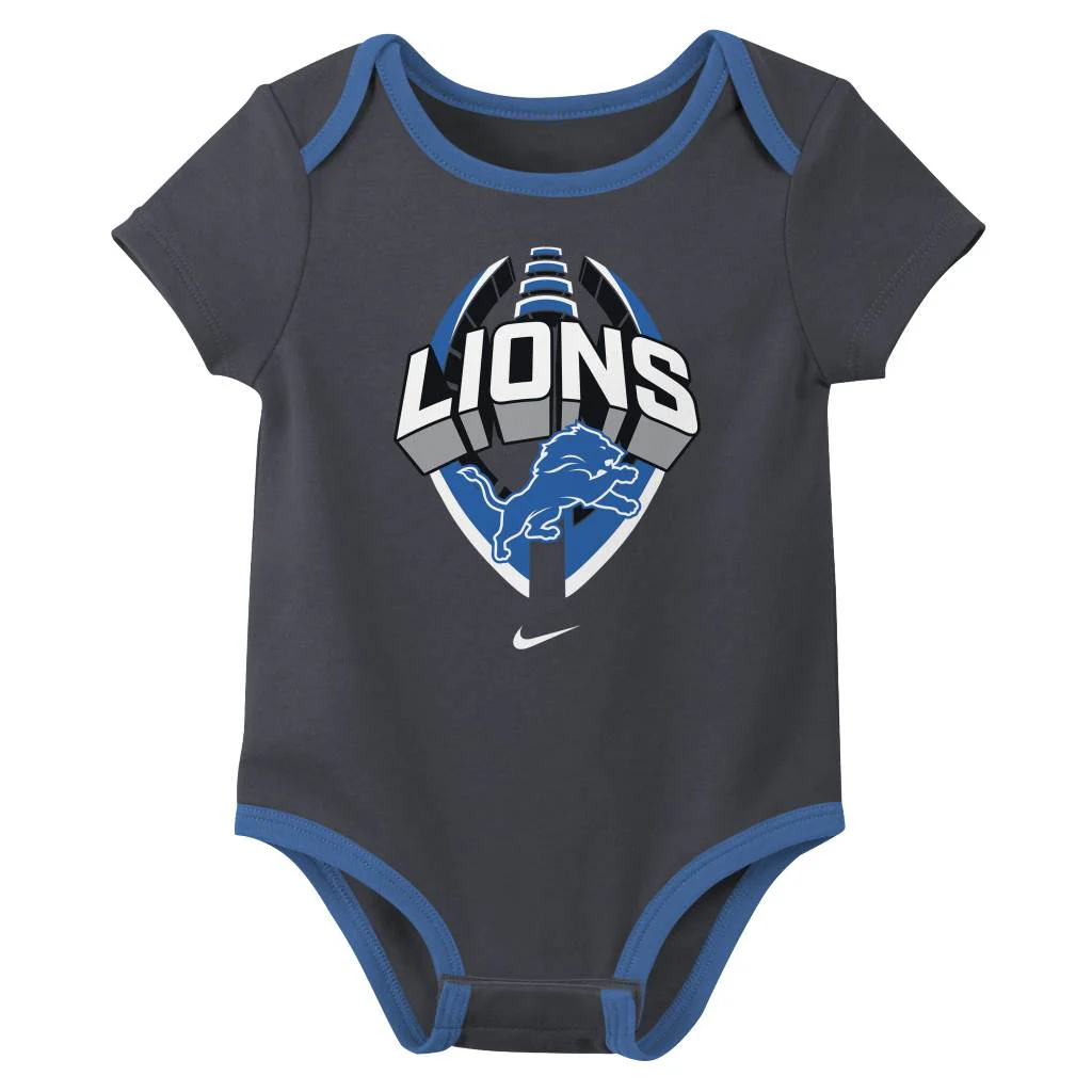 NFL Detroit Lions Infant Nike 2025 Creeper 3-Piece Onesie Set - Blue - Image 4