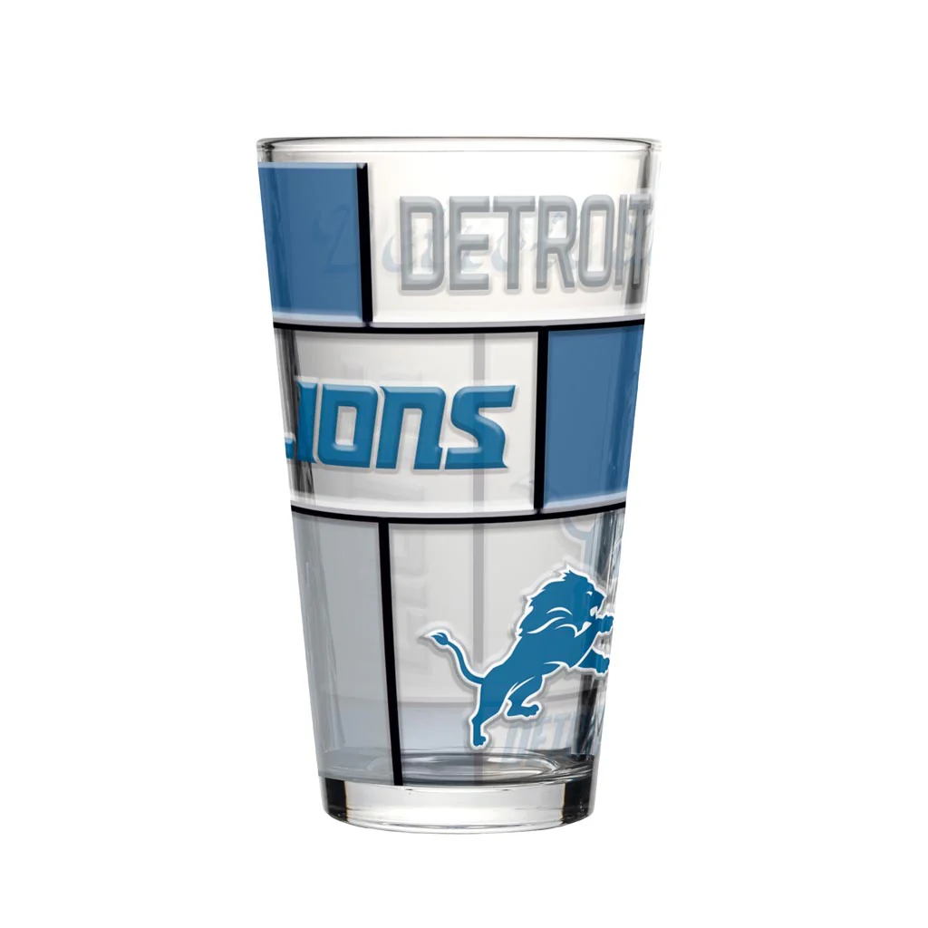 NFL Detroit Lions Logo Brands 16oz Quilted Pint Glass - Blue