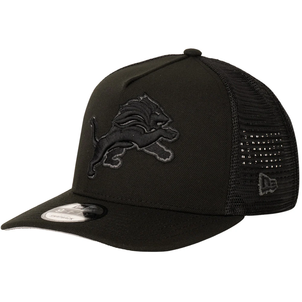 NFL Detroit Lions New Era Black Pearl A-Frame 9FIFTY Trucker Snapback Hat