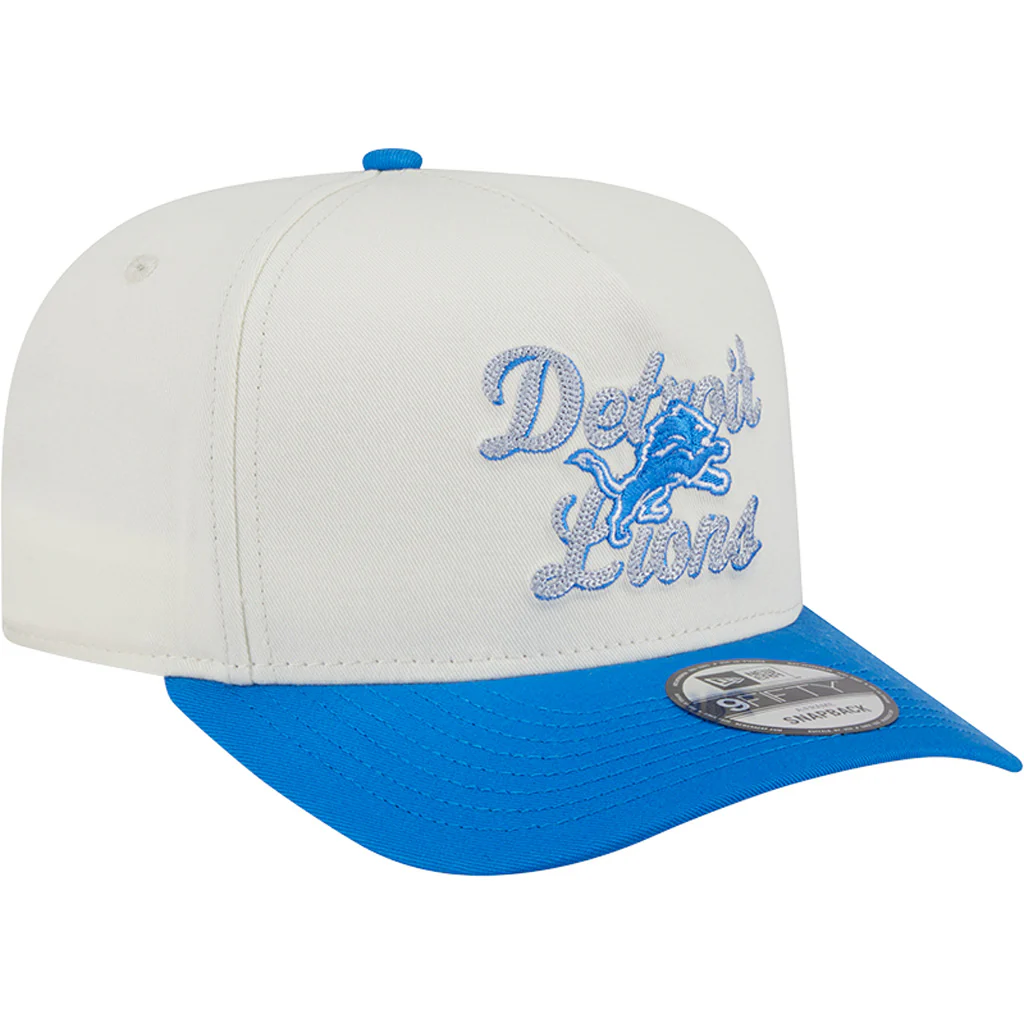 NFL Detroit Lions New Era Chainstitch Two-Tone 9FIFTY A-Frame Snapback Hat - Cream - Image 2
