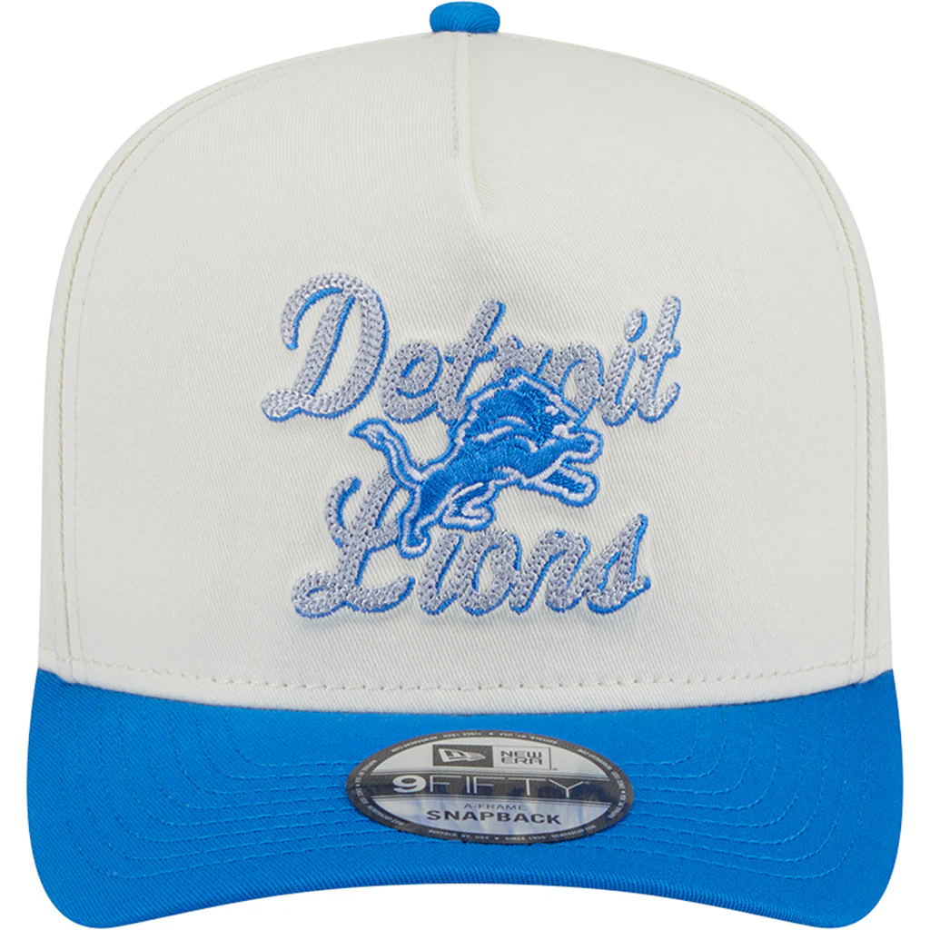 NFL Detroit Lions New Era Chainstitch Two-Tone 9FIFTY A-Frame Snapback Hat - Cream - Image 3