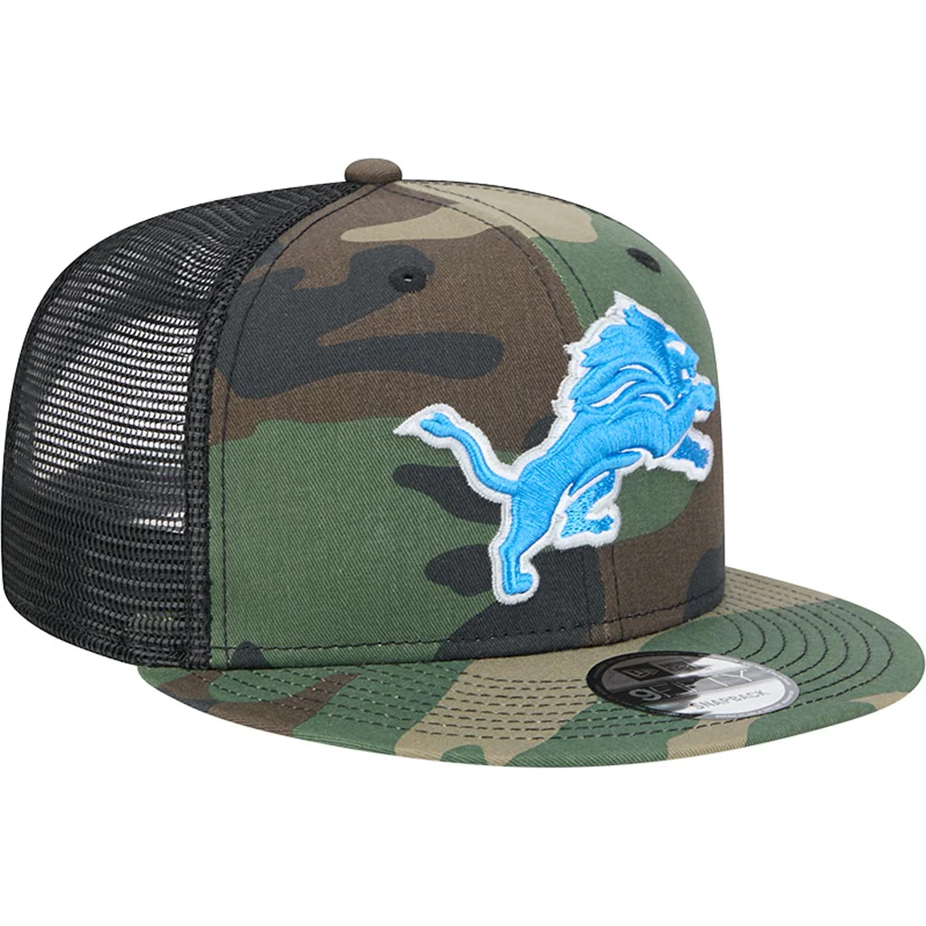 NFL Detroit Lions New Era Mesh Trucker 9FIFTY Snapback Hat - Camo - Image 2