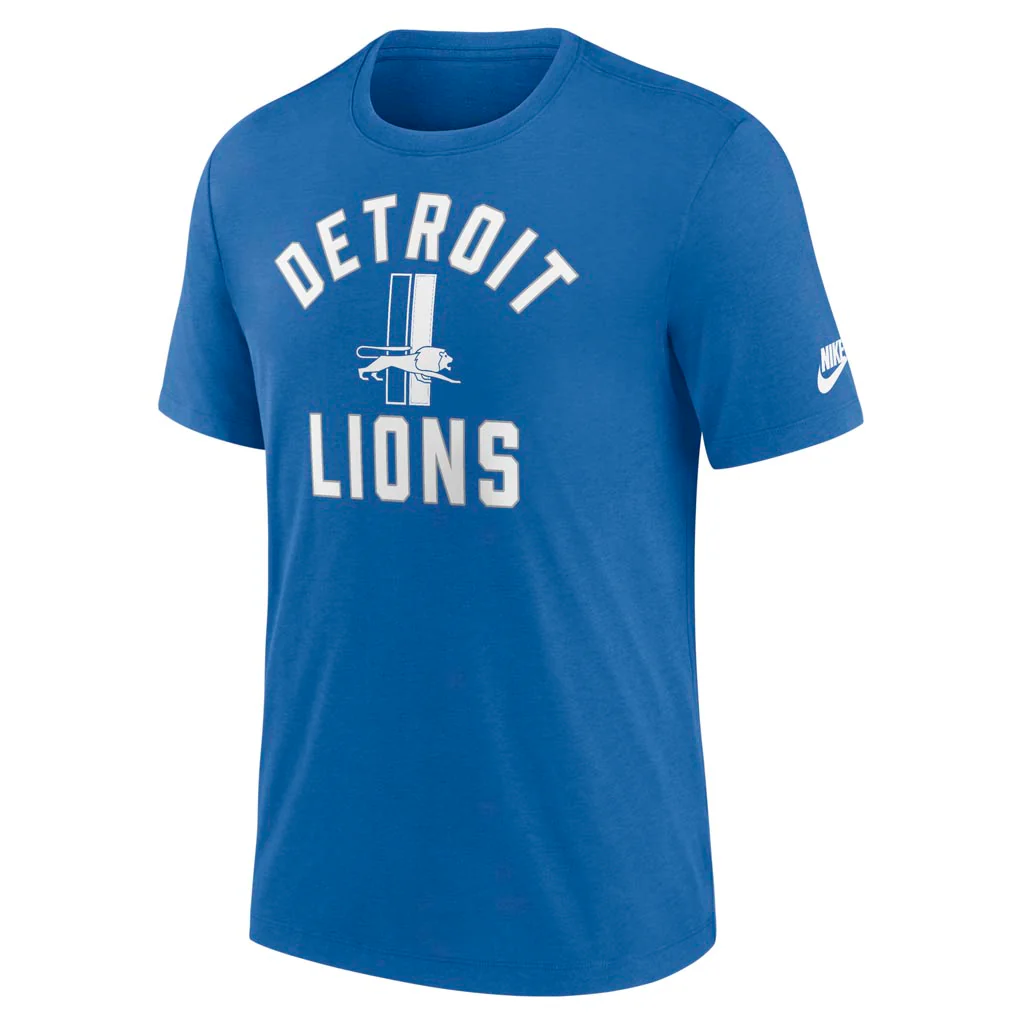 NFL Detroit Lions Nike Tri-Blend Rewind T-Shirt - Blue - Image 2