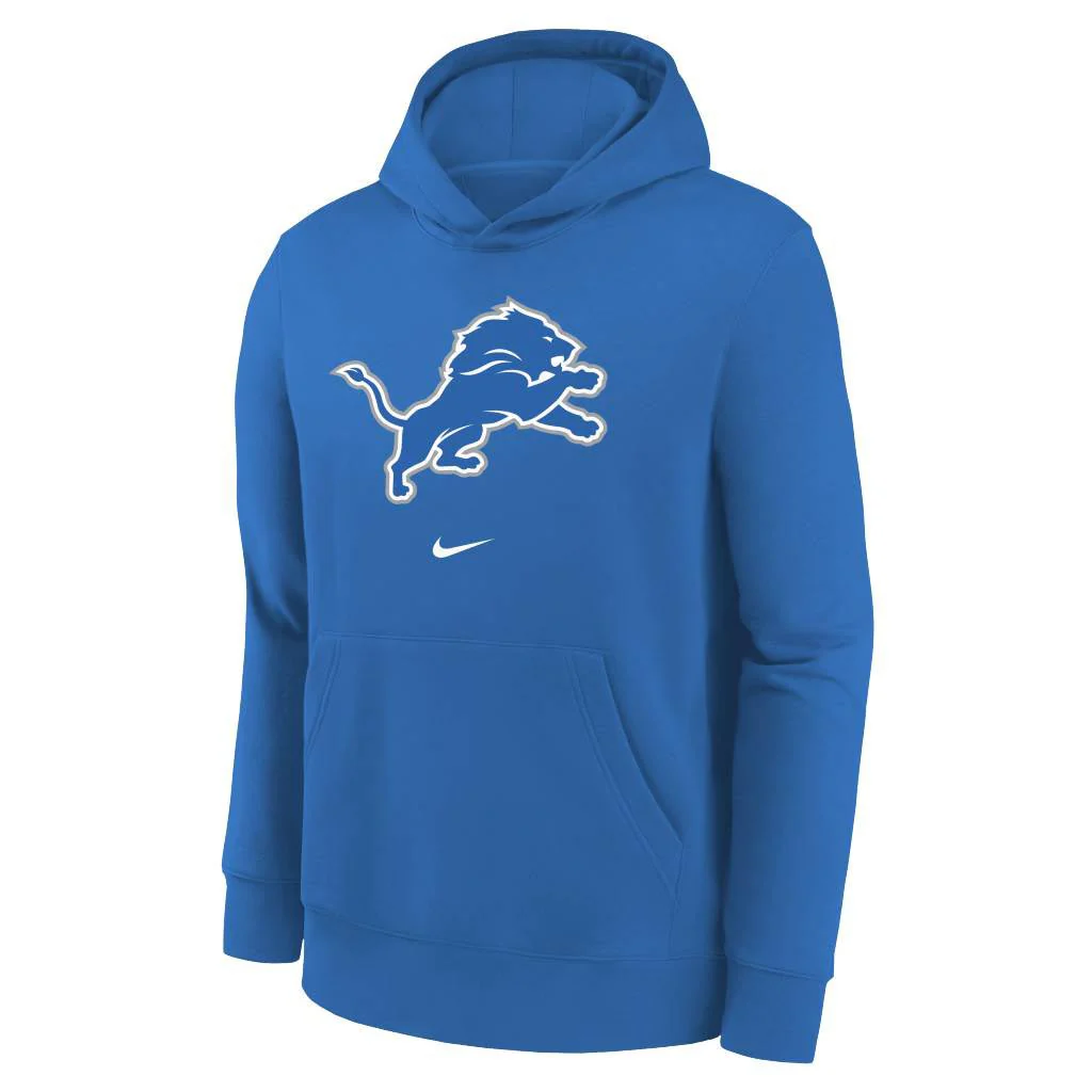 NFL Detroit Lions Youth Nike Club Pullover Hoodie - Blue - Image 2
